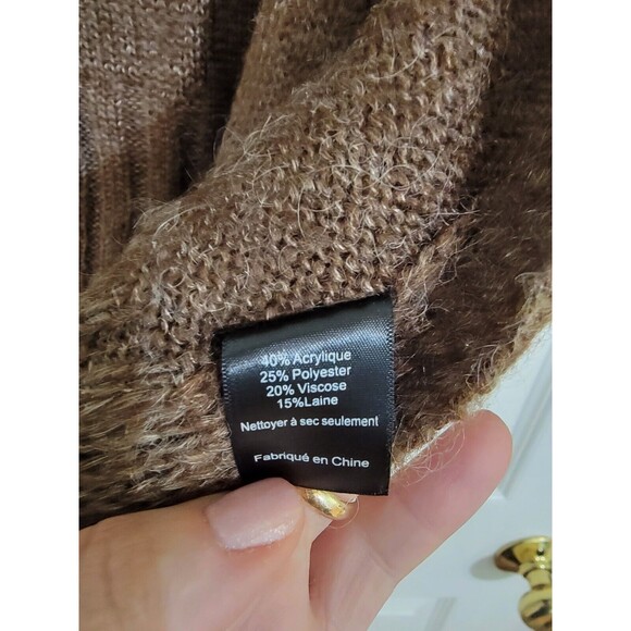 ASTR The Label Cowlneck Cape Side Split Hem Wool Blend Sweater‎ Brown Sz M NWOT - Picture 7 of 15